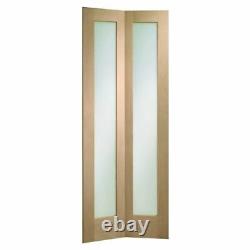 XL PATTERN 10 OAK 1 FULL GLASS PANEL BIFOLD DOOR/ TOTAL WIDTH 30 x 78