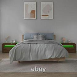 2 x Tables de chevet avec lumières LED Tables de nuit pour chambre à coucher Tables d'appoint pour salon