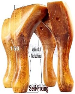 4x Pieds de meubles de style Queen Anne en bois massif de 150mm de hauteur pour canapé, chaise, lit (à fixer soi-même)