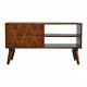 Af Range Solid Wood 2 Drawer Tv Media Unit Stand With Brass Inlay