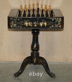 Antique Georgian Circa 1820 Chinese Chinoiserie Chessboard Backgammon Table