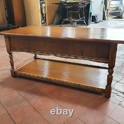 Antique/reproduction 2 Tiroir Table De Café/salon Avec Plateau/plasma Tv Stand