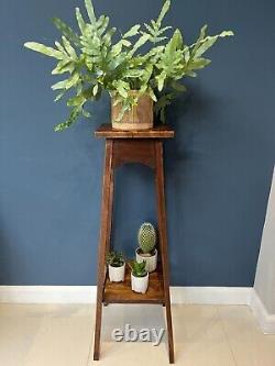 Arts Et Métiers D'art Antique Oak Plant Stand, À La Manière De Liberty & Co C. 1900