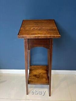 Arts Et Métiers D'art Antique Oak Plant Stand, À La Manière De Liberty & Co C. 1900