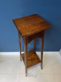 Arts Et Métiers D'art Antique Oak Plant Stand, À La Manière De Liberty & Co C. 1900