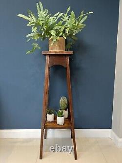 Arts Et Métiers D'art Antique Oak Plant Stand, À La Manière De Liberty & Co C. 1900