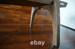 Banc d'intérieur minimaliste en chêne avec revêtement en peau de mouton de Gotland - 7