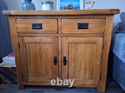 Buffet en chêne en bois massif petit avec 2 portes + 2 tiroirs armoire de rangement pour salle à manger