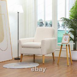 Chaise de salon moderne à accoudoirs rembourrée en tissu, fauteuil tubulaire simple