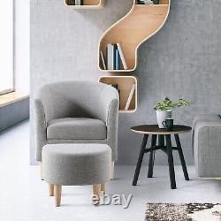 Chaise longue en lin avec repose-pieds, fauteuil de relaxation, fauteuil d'appoint, fauteuil de canapé