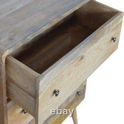 Commode courbée à trois tiroirs en bois massif pour la chambre à coucher ou le salon