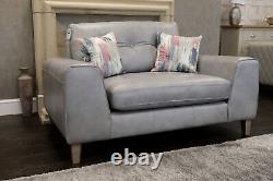 Cricket II New Silver Grey' Soft Leather XL Snoug Chaise + Pieds De Chêne Weathered