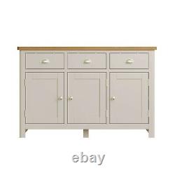 Dovedale Truffle Gris 3 Portes Buffet / Large Chêne Armoire En Bois Massif / Cabinet