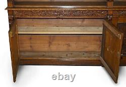 Énorme Main Ornée Antique Victorian Oak Library Library Library Cupboard Base