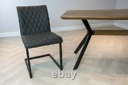 Ensemble De Salle À Manger Industrial Rectangle Metal Oak Table & Vintage Leather Dining Chairs