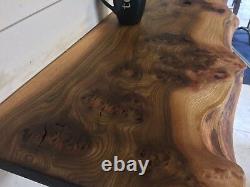 Étagère Flottante Solid Elm Live Edge, Reclaimed, Rustic Oak, Chunky Tv Unit, Table