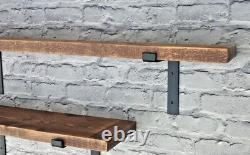 Étagères en planches de bois industrielles rustiques avec échafaudage + 2 supports/4.4