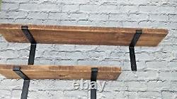 Étagères en planches de bois industrielles rustiques avec échafaudage + 2 supports/4.4