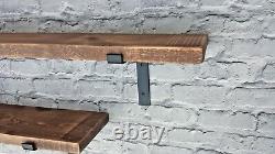 Étagères rustiques épaisses industrielles faites à la main avec supports métalliques/bois massif 4.4