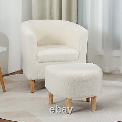 Fauteuil à oreilles de cheminée avec repose-pieds, canapé de chambre à coucher blanc