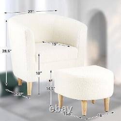 Fauteuil à oreilles de cheminée avec repose-pieds, canapé de chambre à coucher blanc