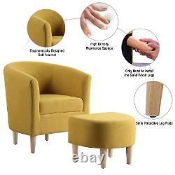 Fauteuil en tissu rembourré avec repose-pieds en lin, siège unique, fauteuil tubulaire au Royaume-Uni