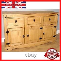 Grand Buffet Chêne Solid Wood Light Chêne 3 Portes Rangement Armoire / Harvard Home