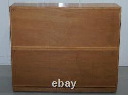 Grand Buffet Sized 1960's Simplex Honey Oak Stacking Bibliothèque Portes En Verre