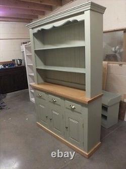 Hampshire Painted 3 Door Open Top Display Dresser- Solid Oak Top- Sur Mesure