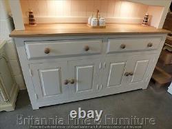 Hampshire Peint 4 Portes Display Dresser- Solid Oak Top- Sur Mesure- Fabriqué À La Main