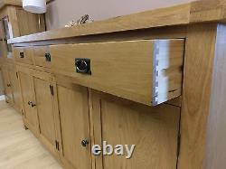 Kingsford Solid Oak Large 4 Portes 3 Tiroir Sideboard / Wide Cabinet Storage
