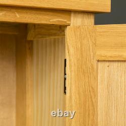 London Oak Small Storage Cupboard Light Solid Wood 2 Door Hallway Armoire Unit