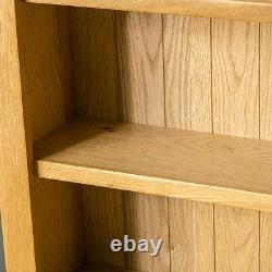 London Oak Tall Slim Bookcase Light Solid Wood Narrow 5 Book Shelf Display Unit