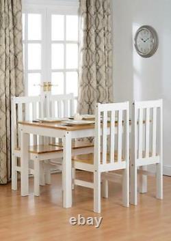 Ludlow White & Oak Effect 4 Seater Set, Table Et 4 Chaises Nouveau
