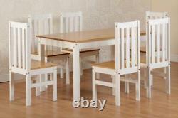 Ludlow White & Oak Effect 6 Places Dining Set, Table & 6 Chaises Nouveau