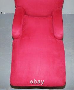 Luxueux Confortable Red Velvet Signature Scroll Arm Chaise Lounge Fauteuil