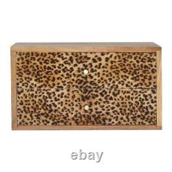 Luxury Oak Wood Minimalist Leopard Print Mur Monté À La Maison Chambre Table De Chevet