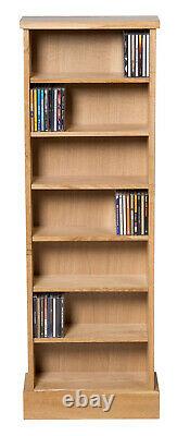 Oak CD Storage Rack Wooden Shelving Tower/holder/stand/unit With 7 Shelves