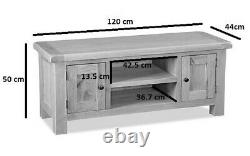 Oakvale Large Tv Unit / Rustic Oak 120cm Media Cabinet / Meubles De Vie Solide