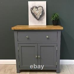 Painted Oak Sideboard Mini / Dark Grey Small Oak Cupboard / Solid Wood New Trend