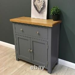 Painted Oak Sideboard Mini / Dark Grey Small Oak Cupboard / Solid Wood New Trend