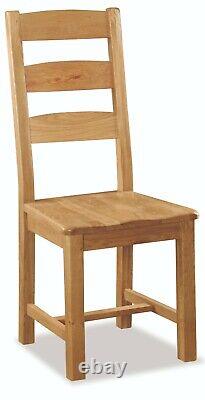 Paire de chaises en chêne d'Oakvale avec dossier à lattes et sièges en bois / Chaises de salle à manger en bois massif