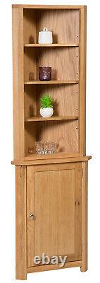 Petit Oak Corner Open Storage Top Low Cabinet With Shelf Solid Wood Unit