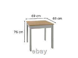 Petite Table De Haute Qualité Et 4 Chaises, Livraison Le Lendemain, Chêne Couleur Et Gris