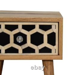 Petite table de chevet avec incrustation en os, style scandinave, petite armoire de nuit, monochrome.