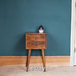 Petite table de chevet en bois avec 2 tiroirs, meuble de rangement pour chambre à coucher, table d'appoint Fogel.