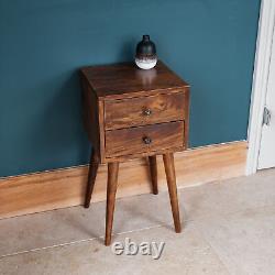 Petite table de chevet en bois avec 2 tiroirs, meuble de rangement pour chambre à coucher, table d'appoint Fogel.