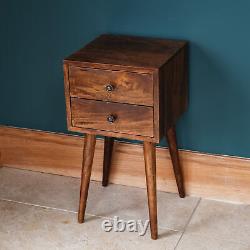 Petite table de chevet en bois avec 2 tiroirs, meuble de rangement pour chambre à coucher, table d'appoint Fogel.