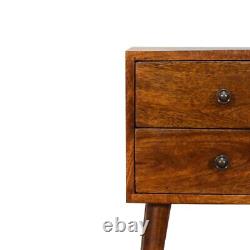 Petite table de chevet en bois avec 2 tiroirs, meuble de rangement pour chambre à coucher, table d'appoint Fogel.