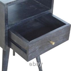 Petite table de chevet en bois de manguier cendré avec tiroir de rangement